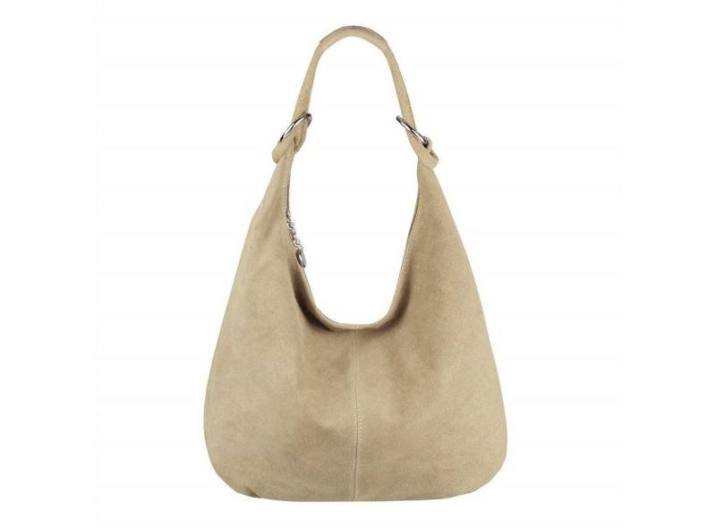 ITALYSHOP24 Schultertasche Made in Italy Damen Leder Tasche Shopper Umhängetasche Hobo Beutel Bag, Henkeltasche Veloursleder Alltagstasche, unter dem Arm tragbar, leicht von ITALYSHOP24