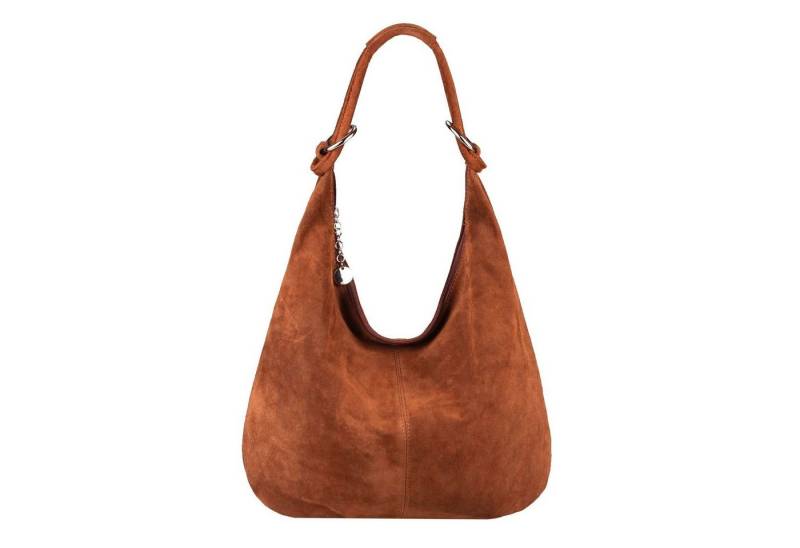 ITALYSHOP24 Schultertasche Made in Italy Damen Leder Tasche Shopper Umhängetasche Hobo Beutel Bag, Henkeltasche Veloursleder Alltagstasche, unter dem Arm tragbar, leicht von ITALYSHOP24