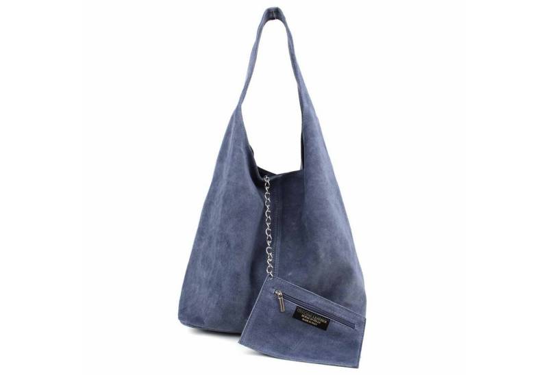 ITALYSHOP24 Schultertasche Made in Italy Damen Leder Wildleder Tasche Umhängetasche Beuteltasche, Premium Business Echtleder Shopper Bag leicht groß klassisch geräumig von ITALYSHOP24