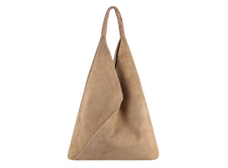 ITALYSHOP24 Schultertasche Made in Italy Damen XXL Leder Wildleder Tasche Shopper Umhängetasche, LEICHT SICHER & SMART unterm Arm tragbar MODERN & EDEL, CITY HOBO BAG von ITALYSHOP24