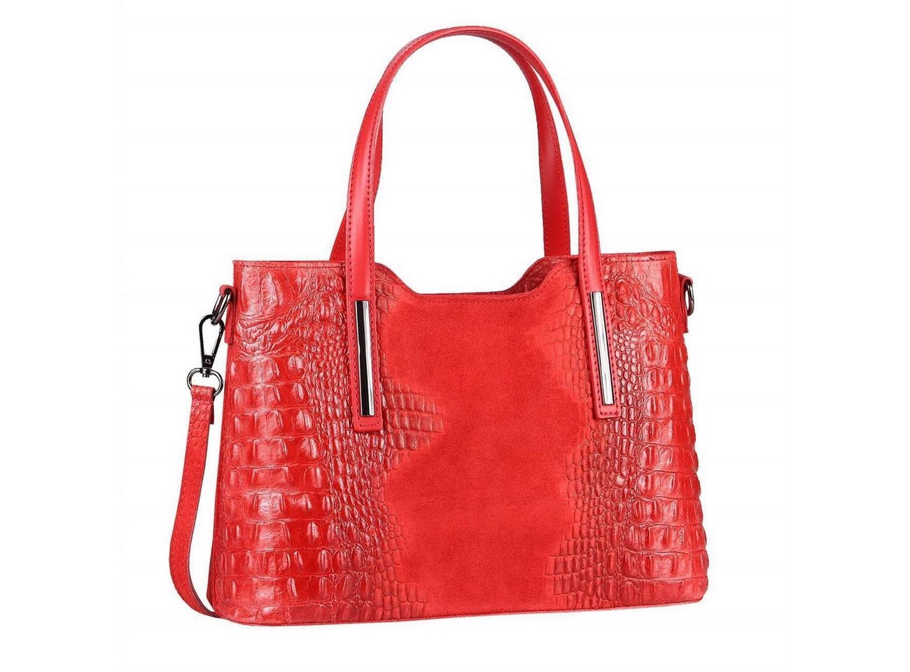 ITALYSHOP24 Schultertasche Made in Italy Damen echt Leder Henkeltasche Shopper Lederhandtasche, Kroko Muster, Italienische Umhängetasche Cross Over Body Bag, Premium von ITALYSHOP24