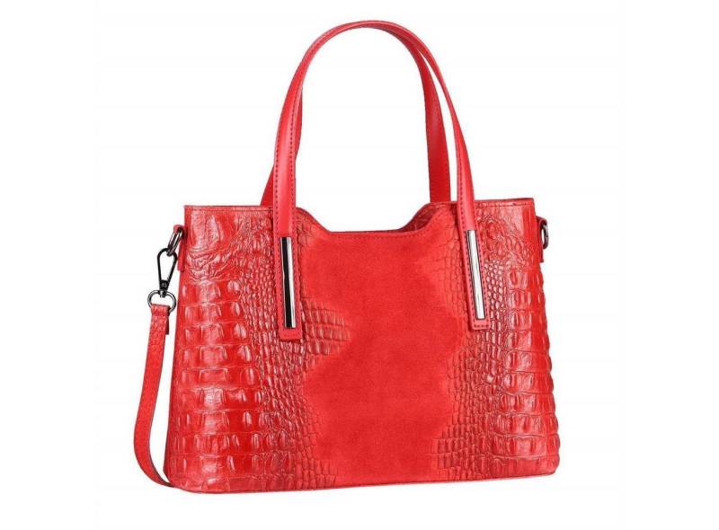 ITALYSHOP24 Schultertasche Made in Italy Damen echt Leder Henkeltasche Shopper Lederhandtasche, Kroko Muster, Italienische Umhängetasche Cross Over Body Bag, Premium ITALYSHOP24 Schultertasche Made in Italy Damen echt Leder Henkeltasche Shopper Lederhandtasche, Kroko Muster, Italienische Umhängetasche Cross Over Body Bag, Premium von ITALYSHOP24