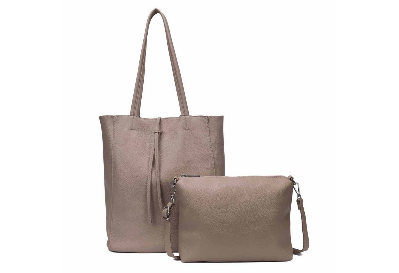ITALYSHOP24 Schultertasche SET 2in1 Damen Tasche Umhängetasche XXL Shopper, Leichtgewicht Hobo + Crossbody Bag / Schmucktasche von ITALYSHOP24