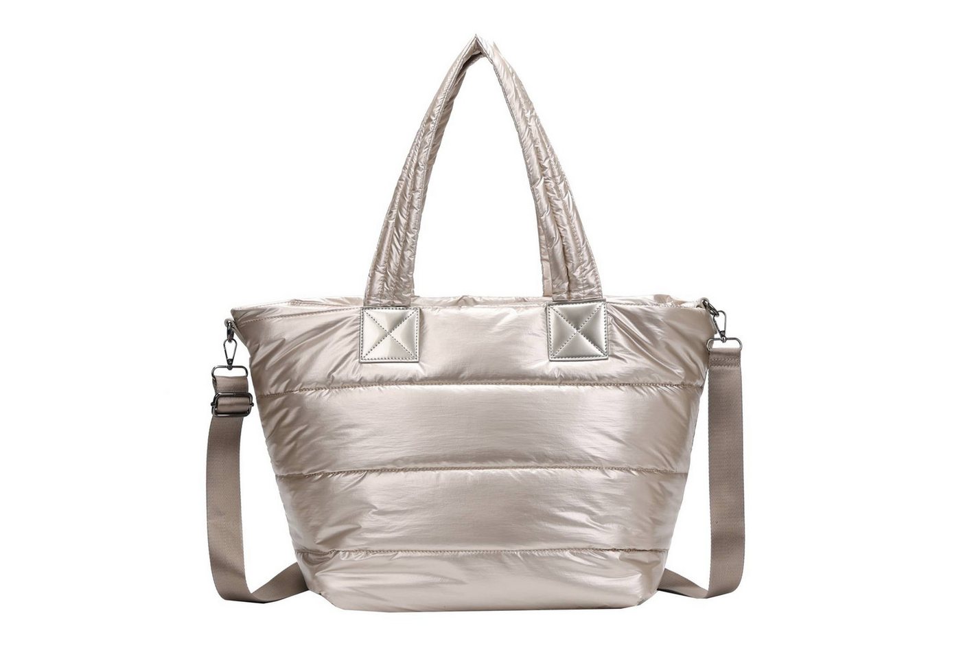 ITALYSHOP24 Schultertasche XL Damen Nylontasche Shopper Strandtasche glänzend, als Handtasche, Umhängetasche, Reisetasche, Weekender von ITALYSHOP24