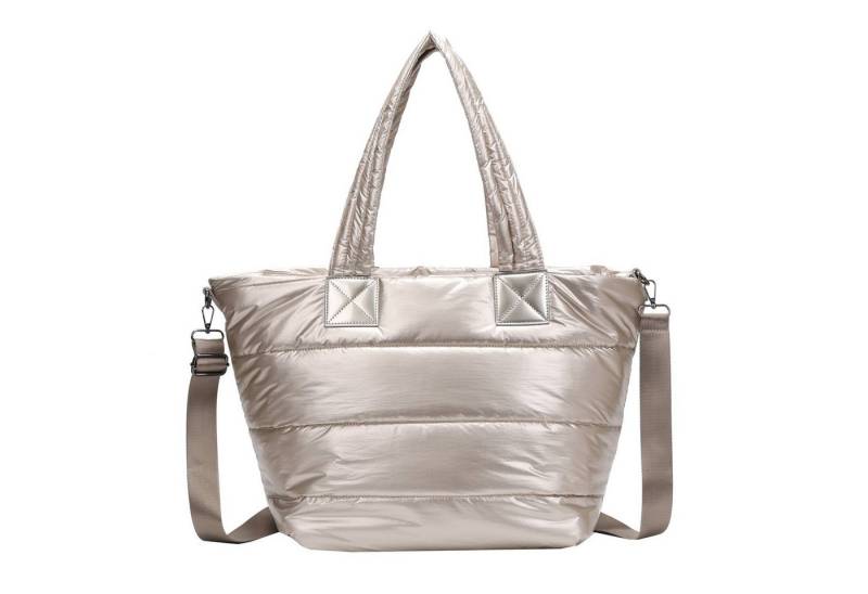 ITALYSHOP24 Schultertasche XL Damen Nylontasche Shopper Strandtasche glänzend, als Handtasche, Umhängetasche, Reisetasche, Weekender von ITALYSHOP24