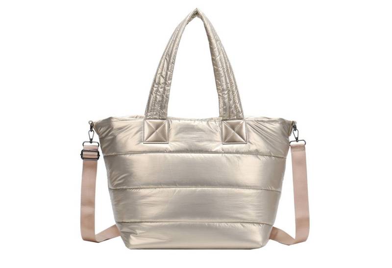 ITALYSHOP24 Schultertasche XL Damen Nylontasche Shopper Strandtasche glänzend, als Handtasche, Umhängetasche, Reisetasche, Weekender von ITALYSHOP24