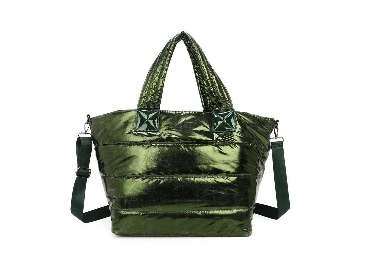 ITALYSHOP24 Schultertasche XL Damen Nylontasche Shopper Strandtasche glänzend, als Handtasche, Umhängetasche, Reisetasche, Weekender von ITALYSHOP24