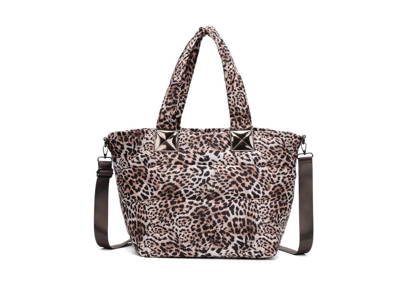 ITALYSHOP24 Schultertasche XL Damen Nylontasche Shopper Strandtasche glänzend, als Handtasche, Umhängetasche, Reisetasche, Weekender von ITALYSHOP24