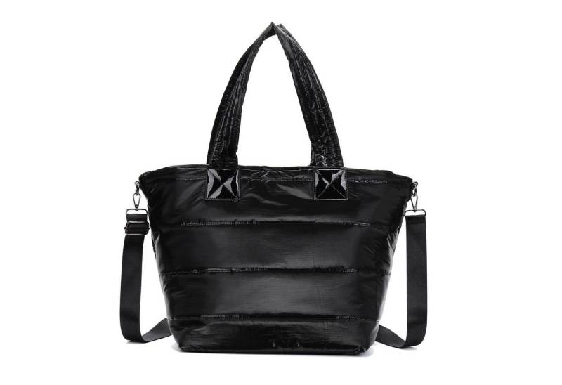 ITALYSHOP24 Schultertasche XL Damen Nylontasche Shopper Strandtasche glänzend, als Handtasche, Umhängetasche, Reisetasche, Weekender von ITALYSHOP24