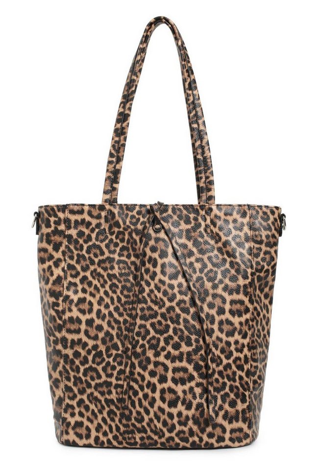 ITALYSHOP24 Schultertasche XXL Damen Tasche LEOPARD Shopper Umhängetasche Handtasche Leder Optik, Tote Bag Leopard Print Beuteltasche Weekender Reisetasche Shopping Leo von ITALYSHOP24