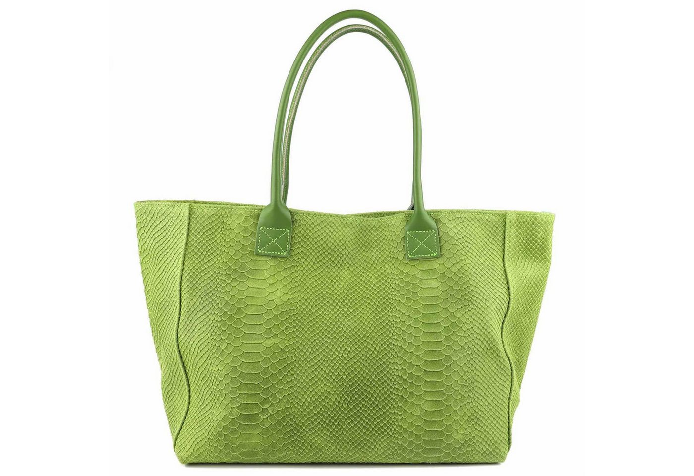 ITALYSHOP24 Shopper Made in Italy Damen Leder Tasche Schlange Prägung Tote Bag Handtasche, Wildleder DIN-A4 Schultertasche Beuteltasche Henkeltasche Ledertasche von ITALYSHOP24