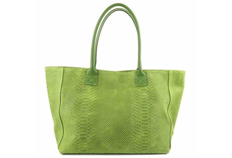 ITALYSHOP24 Shopper Made in Italy Damen Leder Tasche Schlange Prägung Tote Bag Handtasche, Wildleder DIN-A4 Schultertasche Beuteltasche Henkeltasche Ledertasche von ITALYSHOP24