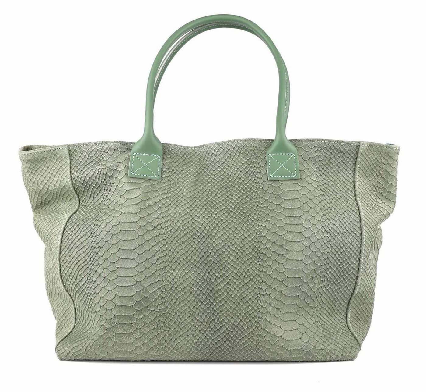 ITALYSHOP24 Shopper Made in Italy Damen Leder Tasche Schlange Prägung Tote Bag Handtasche, Wildleder DIN-A4 Schultertasche Beuteltasche Henkeltasche Ledertasche von ITALYSHOP24