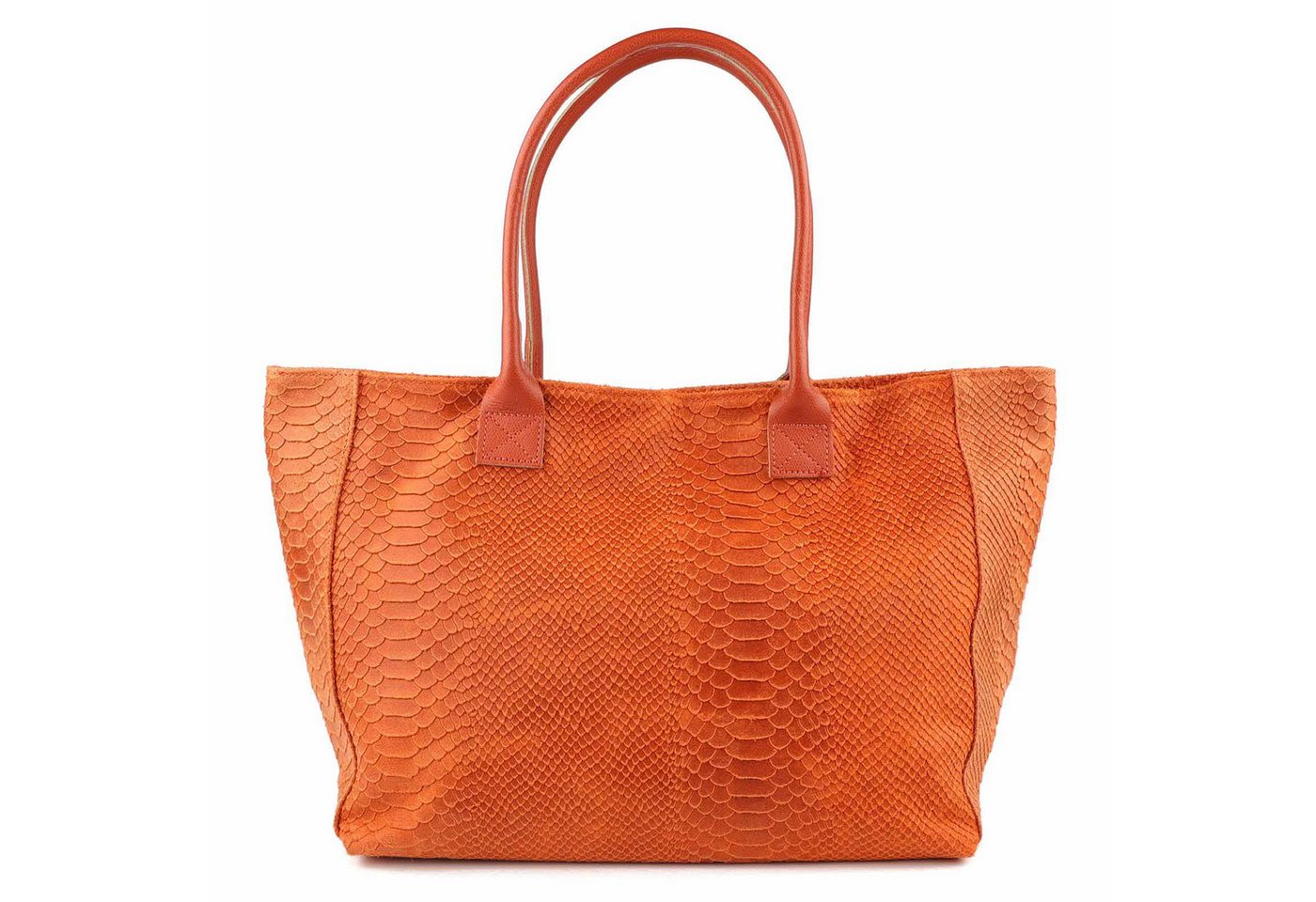 ITALYSHOP24 Shopper Made in Italy Damen Leder Tasche Schlange Prägung Tote Bag Handtasche, Wildleder DIN-A4 Schultertasche Beuteltasche Henkeltasche Ledertasche von ITALYSHOP24