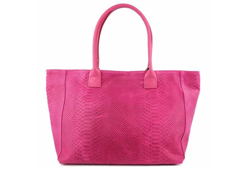 ITALYSHOP24 Shopper Made in Italy Damen Leder Tasche Schlange Prägung Tote Bag Handtasche, Wildleder DIN-A4 Schultertasche Beuteltasche Henkeltasche Ledertasche von ITALYSHOP24
