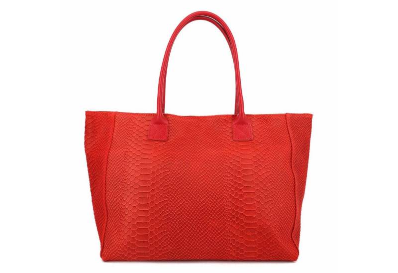 ITALYSHOP24 Shopper Made in Italy Damen Leder Tasche Schlange Prägung Tote Bag Handtasche, Wildleder DIN-A4 Schultertasche Beuteltasche Henkeltasche Ledertasche von ITALYSHOP24