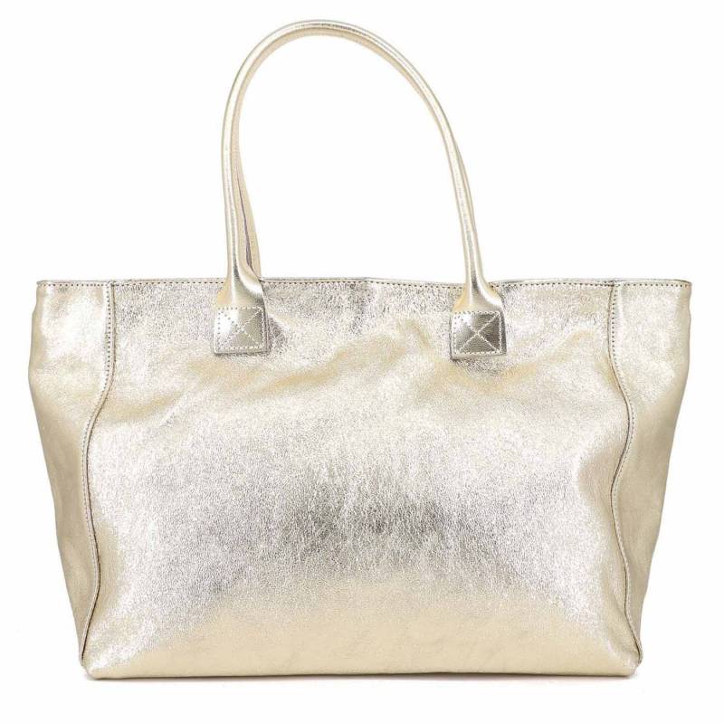 ITALYSHOP24 Shopper Made in Italy XL Damen Leder Tasche Shopper Tote Bag Handtasche DIN-A4, Metallic Schultertasche Workbag Ledertasche Businesstasche Reisetasche von ITALYSHOP24
