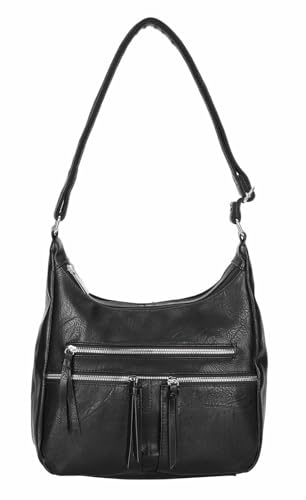 Damen Tasche Shopper Crossbody Schultertasche Hobo Bag Crossover Umhängetasche Handtasche Henkeltasche City Bag Leder Optik Reise Schwarz von ITALYSHOP24