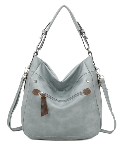 OBC DAMEN TASCHE SHOPPER Hobo-Bag Schultertasche Umhängetasche Handtasche CrossOver Reisetasche Beuteltasche Leder Optik Jeansblau von ITALYSHOP24