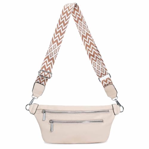 OBC Damen Brusttasche Tasche Crossbody Gürteltasche Umhängetasche Hüfttasche Cross-Over Bodybag Apricot von ITALYSHOP24