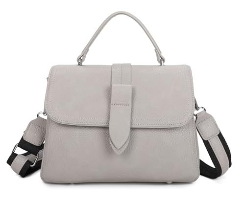 Damen Handtasche Crossbody Shopper Bodybag Schultertasche Crossover Umhängetasche Henkeltasche Messenger Abendtasche Grau von ITALYSHOP24