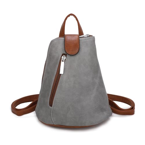 OBC Damen Rucksack Schultertasche Umhängetasche Backpack Handtasche Crossover Crossbody Henkeltasche Reise Stadtrucksack Grau von ITALYSHOP24