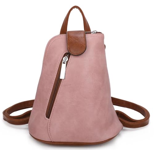 OBC Damen Rucksack Schultertasche Umhängetasche Backpack Handtasche Crossover Crossbody Henkeltasche Reise Stadtrucksack Rosa von ITALYSHOP24