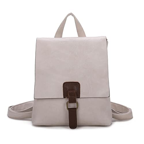 OBC Damen Rucksack Tasche Crossbody Handtasche Messenger Schultertasche Umhängetasche Shopper Vintage Kuriertasche Überschlagtasche Leder Optik Beige von ITALYSHOP24