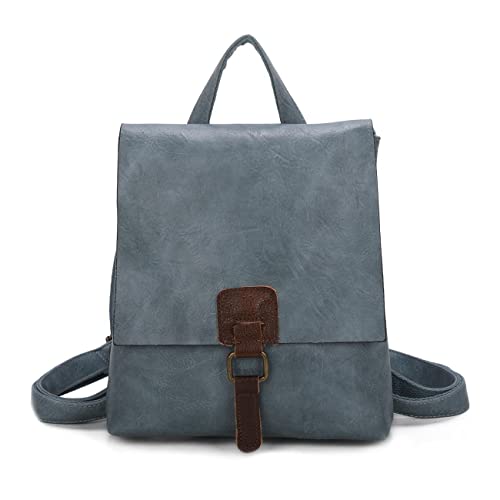 OBC Damen Rucksack Tasche Crossbody Handtasche Messenger Schultertasche Umhängetasche Shopper Vintage Kuriertasche Überschlagtasche Leder Optik Jeansblau von ITALYSHOP24