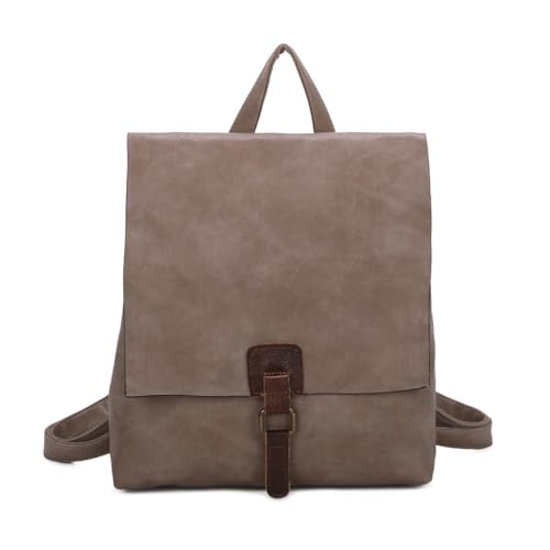 OBC Damen Rucksack Tasche Crossbody Handtasche Messenger Schultertasche Umhängetasche Shopper Vintage Kuriertasche Überschlagtasche Leder Optik Taupe 32x33x10 cm von ITALYSHOP24