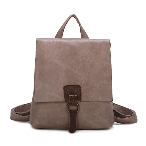 OBC Damen Rucksack Tasche Crossbody Handtasche Messenger Schultertasche Umhängetasche Shopper Vintage Kuriertasche Überschlagtasche Leder Optik Taupe von ITALYSHOP24