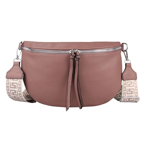 OBC Damen Tasche Bodybag Gürteltasche Crossbody Brusttasche Umhängetasche Hüfttasche Crossover Bauchtasche Schultertasche Handytasche Kunstleder Altrosa von ITALYSHOP24