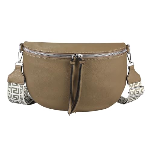 OBC Damen Tasche Bodybag Gürteltasche Crossbody Brusttasche Umhängetasche Hüfttasche Crossover Bauchtasche Schultertasche Handytasche Kunstleder Taupe von ITALYSHOP24