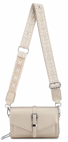 OBC Damen Tasche Brusttasche Umhängetasche Geldbörse Schultertasche Brieftasche Smartphone Geldtasche Cross Over Body Bag Abendtasche Handytasche Gold V2 von ITALYSHOP24
