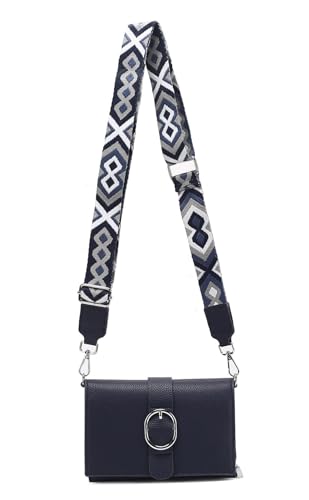Damen Tasche Cross Over Body Bag Brusttasche Umhängetasche Schultertasche Brieftasche Smartphone Geldbörse Geldtasche Abend Handy Clutch Kartenetui Dunkelblau V1 von ITALYSHOP24