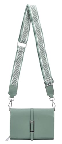 Damen Tasche Cross Over Body Bag Brusttasche Umhängetasche Schultertasche Brieftasche Smartphone Geldbörse Geldtasche Abend Handy Clutch Kartenetui Mint V2 von ITALYSHOP24