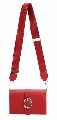 Damen Tasche Cross Over Body Bag Brusttasche Umhängetasche Schultertasche Brieftasche Smartphone Geldbörse Geldtasche Abend Handy Clutch Kartenetui Rot V1 von ITALYSHOP24