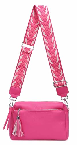 Damen Tasche Cross Over Body Bag Brusttasche Umhängetasche Schultertasche Brieftasche Smartphone Geldtasche Abend Handy Clutch Pink von ITALYSHOP24