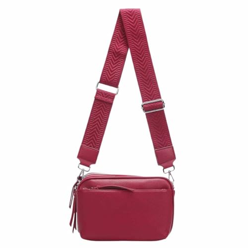 Damen Tasche Cross Over Body Bag Brusttasche Umhängetasche Schultertasche Brieftasche Smartphone Geldtasche Abend Handy Clutch Rot 3xFach von ITALYSHOP24