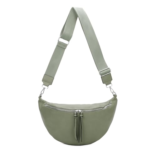 OBC Damen Tasche Crossbody Brusttasche Hüfttasche Schultertasche Umhängetasche Bauchtasche Gürteltasche Crossover Reisetasche Body Bag Kunstleder Mint M von ITALYSHOP24