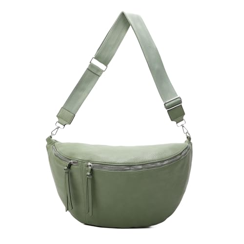 OBC Damen Tasche Crossbody Brusttasche Hüfttasche Schultertasche Umhängetasche Bauchtasche Gürteltasche Crossover Reisetasche Body Bag Kunstleder Mint XXL von ITALYSHOP24
