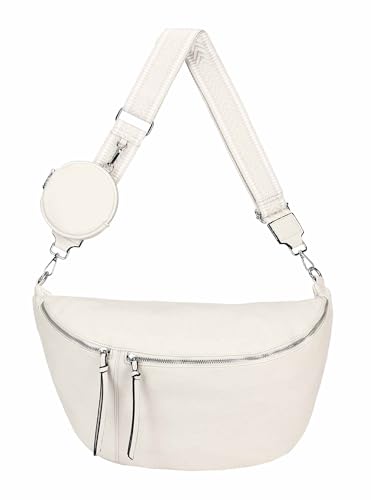 OBC Damen Tasche Crossbody Brusttasche Hüfttasche Schultertasche Umhängetasche Bauchtasche Gürteltasche Crossover Slingntasche Reise Bag Kunstleder Beige V1 von ITALYSHOP24