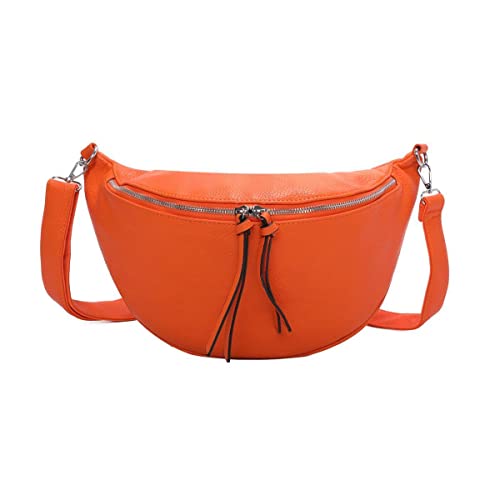 OBC Damen Tasche Crossbody Brusttasche Hüfttasche Schultertasche Umhängetasche Bauchtasche Gürteltasche Crossover Slingntasche Reise Bag Kunstleder Orange V2 von ITALYSHOP24