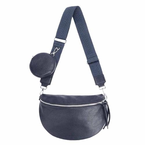 OBC Damen Tasche Crossbody Gürteltasche Brusttasche Umhängetasche Hüfttasche Crossover Bauchtasche Bodybag Schultertasche Handytasche Kunstleder Dunkelblau V2 von ITALYSHOP24