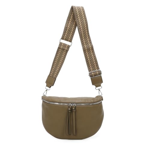 OBC Damen Tasche Crossbody Gürteltasche Brusttasche Umhängetasche Hüfttasche Crossover Bauchtasche Bodybag Schultertasche Handytasche Kunstleder Dunkeltaupe von ITALYSHOP24