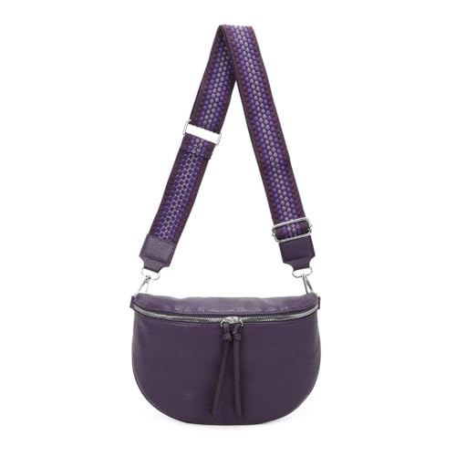 OBC Damen Tasche Crossbody Gürteltasche Brusttasche Umhängetasche Hüfttasche Crossover Bauchtasche Bodybag Schultertasche Handytasche Kunstleder Lila von ITALYSHOP24