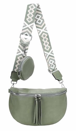 OBC Damen Tasche Crossbody Gürteltasche Brusttasche Umhängetasche Hüfttasche Crossover Bauchtasche Bodybag Schultertasche Handytasche Kunstleder Mint von ITALYSHOP24