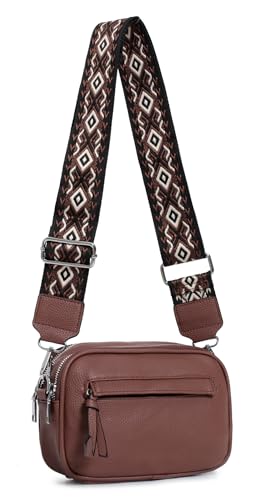 OBC Damen Tasche Crossbody Hüfttasche Brusttasche Umhängetasche Bodybag Cross Over Schultertasche Handytasche Gürteltasche Handtasche Freizeit Reise Leder Optik Braun von ITALYSHOP24