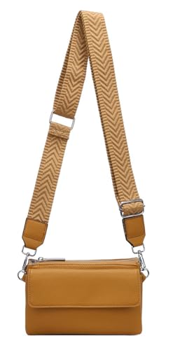 Damen Tasche Crossbody Umhängetasche Bodybag Schultertasche Metallic Handytasche Crossover Geldbörse Brusttasche Handtasche Brieftasche Abend Gelb von ITALYSHOP24