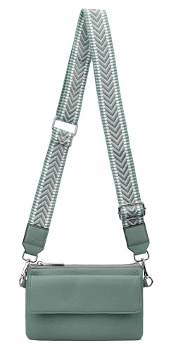Damen Tasche Crossbody Umhängetasche Bodybag Schultertasche Metallic Handytasche Crossover Geldbörse Brusttasche Handtasche Brieftasche Abend Mint von ITALYSHOP24